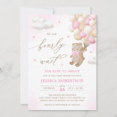 Teddy Bear mit rosa Ballons Baby Dusche Einladung (Vorderseite)