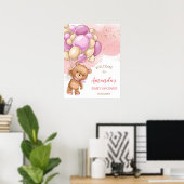 Teddy Bear mit rosa Balloons Begrüßungszeichen Poster (Heimbüro)