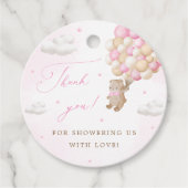 Teddy Bear mit rosa Balloons Danke Geschenkanhänger (Vorderseite)