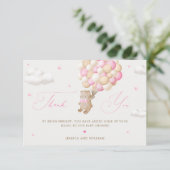 Teddy Bear mit rosa Balloons Danke Karte (Stehend Vorderseite)