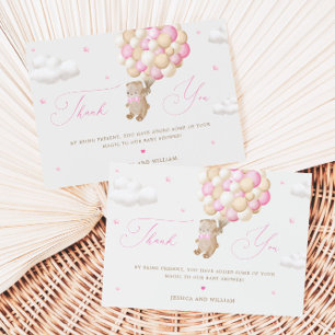 Teddy Bear mit rosa Balloons Danke Karte