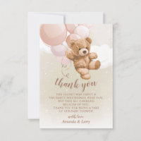 Teddy Bear mit rosa Balloons Danke Karte