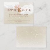 Teddy Bear mit rosa Balloons Diaper Raffekarte Begleitkarte (Vorne/Hinten)