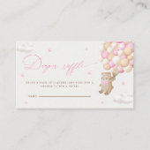 Teddy Bear mit rosa Balloons Diaper Raffel Begleitkarte (Vorderseite)