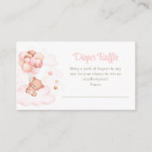 Teddy Bear mit rosa Balloons Diaper Raffel Begleitkarte (Vorderseite)