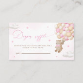 Teddy Bear mit rosa Balloons Diaper Raffel Begleitkarte (Vorderseite)