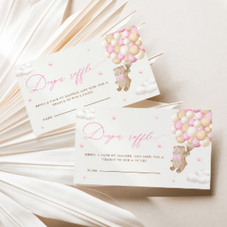 Teddy Bear mit rosa Balloons Diaper Raffel Begleitkarte