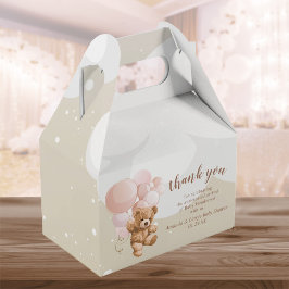 Teddy Bear mit rosa Balloons Gefälligkeitsbox Geschenkschachtel