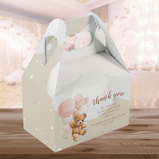 Teddy Bear mit rosa Balloons Gefälligkeitsbox Geschenkschachtel
