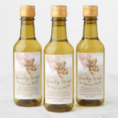 Teddy Bear mit rosa Balloons Mini Weinlabel Weinetikett (Flaschen)