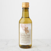 Teddy Bear mit rosa Balloons Mini Weinlabel Weinetikett (Vorderseite)