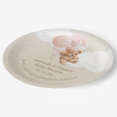 Teddy Bear mit rosa Balloons Papier Teller (Schrägansicht)