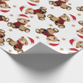 Teddy Bear mit Santa Claus Hat Pattern Holiday Geschenkpapier (Ecke)