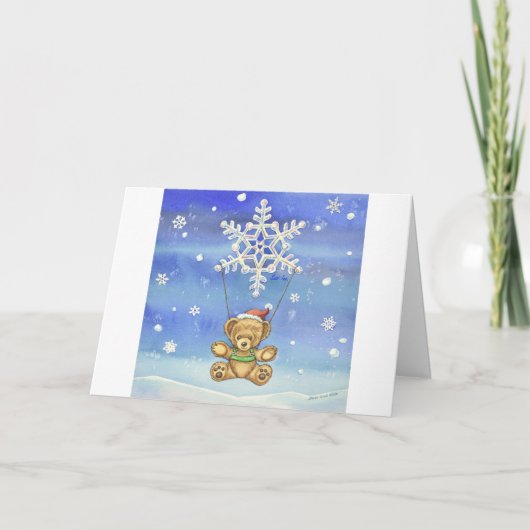 Teddy Bear mit Snowflake Parachute Karte (Vorderseite)