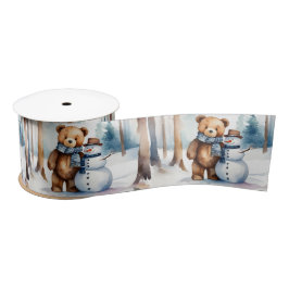 Teddy Bear mit Snowman Satinband