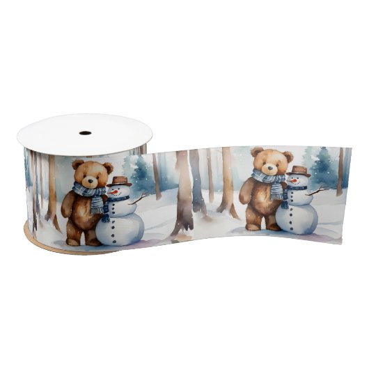 Teddy Bear mit Snowman Satinband (Spule)