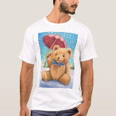 Teddy Bear mit Sonnenschirm Weihnachten T-Shirt (Vorderseite)