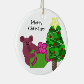 Teddy Bear mit Weihnachtsbaum Keramik Ornament (Rechts)