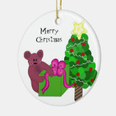 Teddy Bear mit Weihnachtsbaum Keramik Ornament (Links)