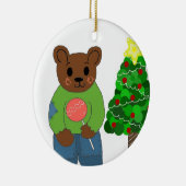 Teddy Bear mit Weihnachtsbaum Keramikornament (Rechts)