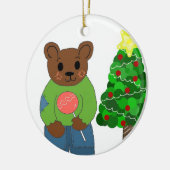 Teddy Bear mit Weihnachtsbaum Keramikornament (Links)