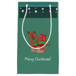 Teddy Bear mit Weihnachtsgeschenken Kleine Geschenktüte