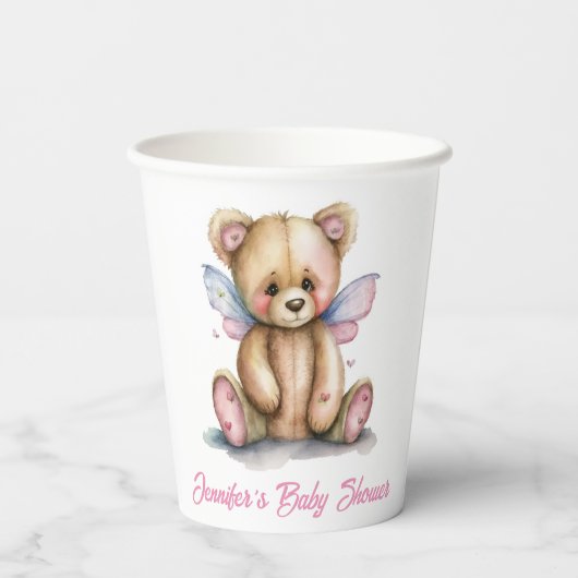 Teddy Bear mit Wings Personalisiert Pappbecher (Rückseite)