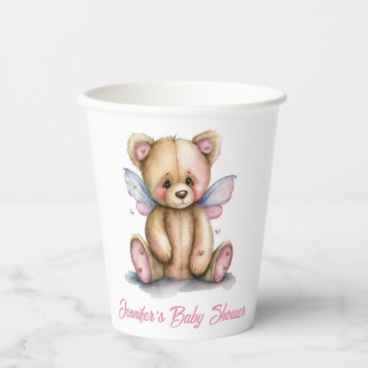 Teddy Bear mit Wings Personalisiert Pappbecher (Vorderseite)