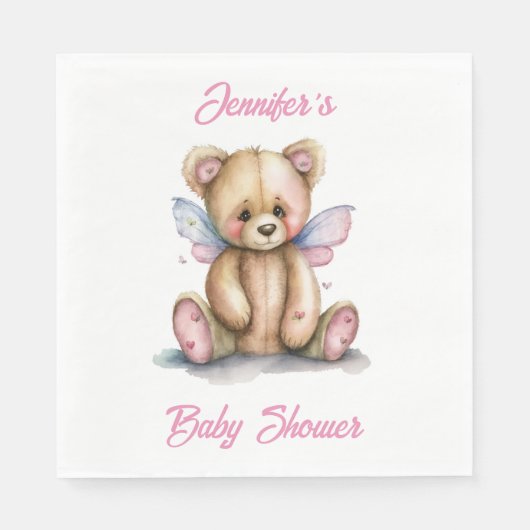 Teddy Bear mit Wings Personalisiert Serviette (Vorderseite)