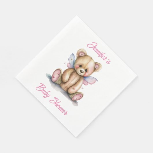 Teddy Bear mit Wings Personalisiert Serviette (Ecke)