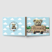 Teddy Bear mit Wood Sign Baby Dusche Gästebuch (Voll)