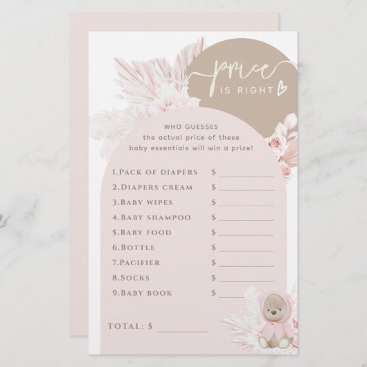 Teddy Bear Modern Boho Girl Baby Showspiel (Vorne/Hinten)