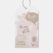 Teddy Bear Modern Boho Girl Babydusche Danke Geschenkanhänger (Vorderseite)