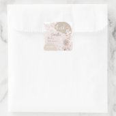 Teddy Bear Modern Boho Girl Babydusche Danke Quadratischer Aufkleber (Tasche)