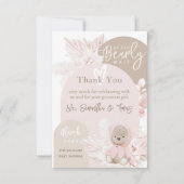 Teddy Bear Modern Boho Girl Babydusche Dankeskarte (Vorderseite)