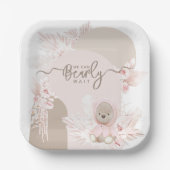 Teddy Bear Modern Boho Girl Babydusche Pappteller (Vorderseite)