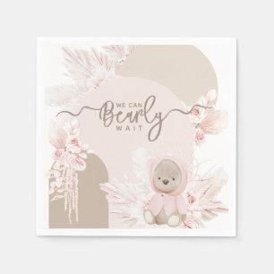 Teddy Bear Modern Boho Girl Babydusche Serviette
