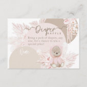 Teddy Bear Modern Boho Girl Babydusche Windeln Begleitkarte (Vorderseite)