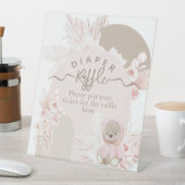 Teddy Bear Modern Boho Girl Babydusche Winzer Sockelschild (In Situ)