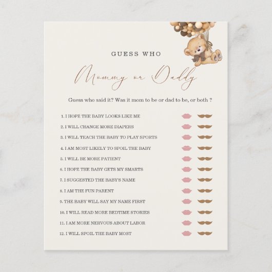 Teddy Bear Mommy oder Daddy Baby Shooting Game (Vorderseite)