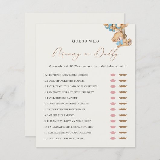 Teddy Bear Mommy oder Daddy Baby Shooting Game (Vorne/Hinten)