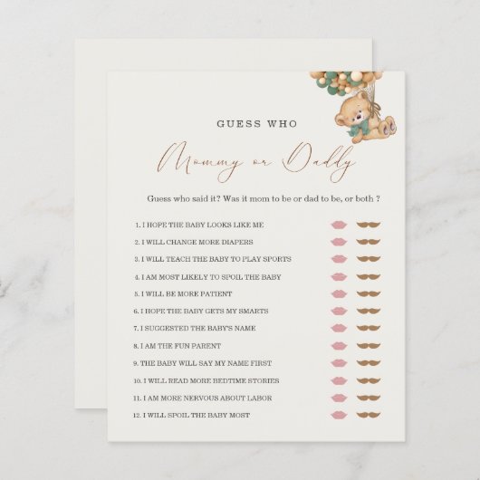 Teddy Bear Mommy oder Daddy Baby Shooting Game (Vorne/Hinten)