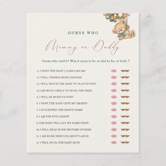 Teddy Bear Mommy oder Daddy Baby Shooting Game (Vorderseite)