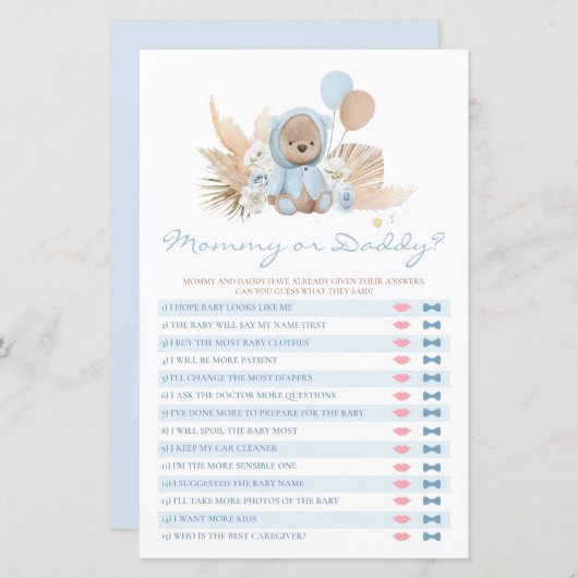 Teddy Bear Mommy oder Daddy Guess, der sagte, es S (Vorne/Hinten)