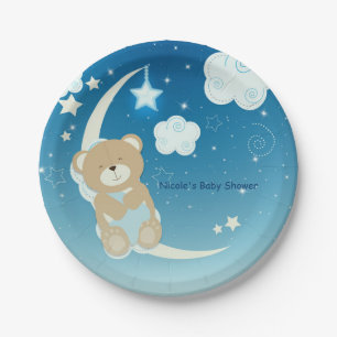 Teddy Bear Mond & Sterne Baby Shower Streusel Pappteller