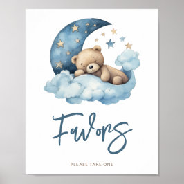 Teddy Bear Moon Baby Shower Favoriten Poster