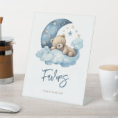 Teddy Bear Moon Baby Shower Favoriten Sockelschild (In SItu)