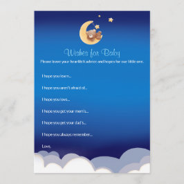 Teddy Bear Moon Baby Shower Wishes For Baby Mitteilungskarte