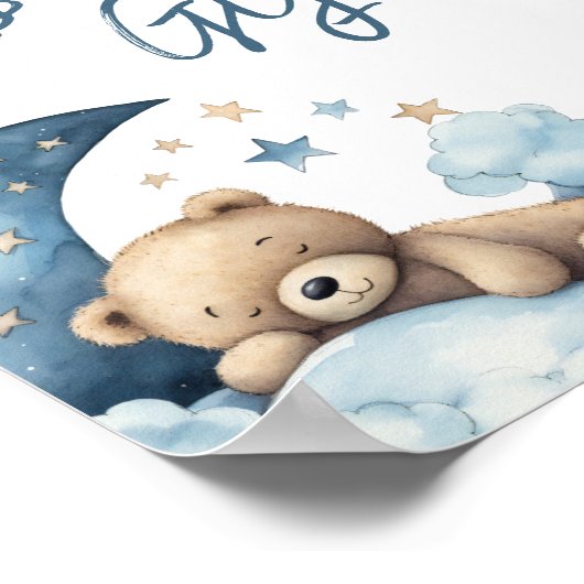Teddy Bear Moon Babyduschkarten & Geschenke Poster (Ecke)