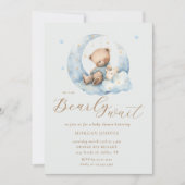 Teddy Bear Moon Bearly Wait Baby Dusche Einladung (Vorderseite)